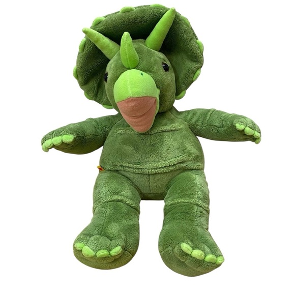 Build-A-Bear  BAB Soft Green Plush TRICERATOPS Dinosaur plush stuffed animal 18" - Picture 1 of 9